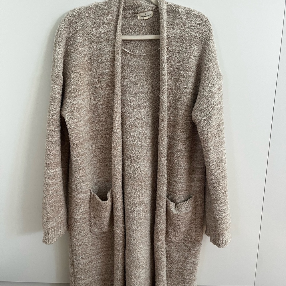 Thread & Supply Taupe Open-Front Knit Cardigan with Pockets